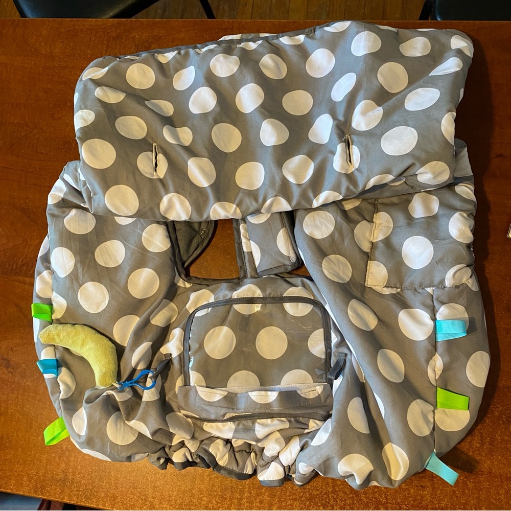 Shopping Cart Cover For Baby Gray And White Polka Dot